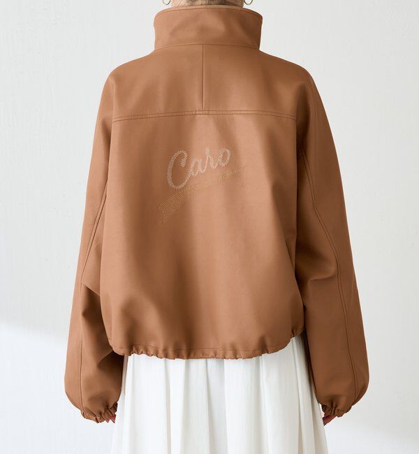  「レザータッチ刺繍入りスタンドブルゾン」|ベスト・ジレ|