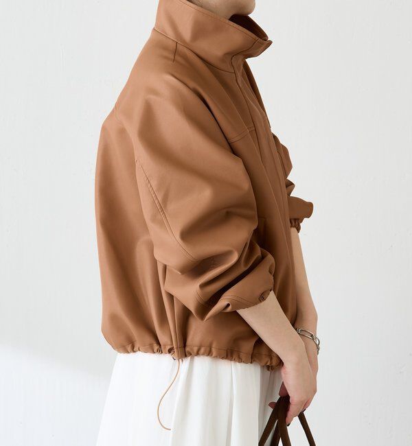  「レザータッチ刺繍入りスタンドブルゾン」|ベスト・ジレ|