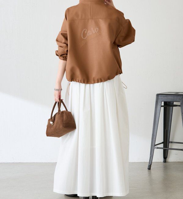  「レザータッチ刺繍入りスタンドブルゾン」|ベスト・ジレ|