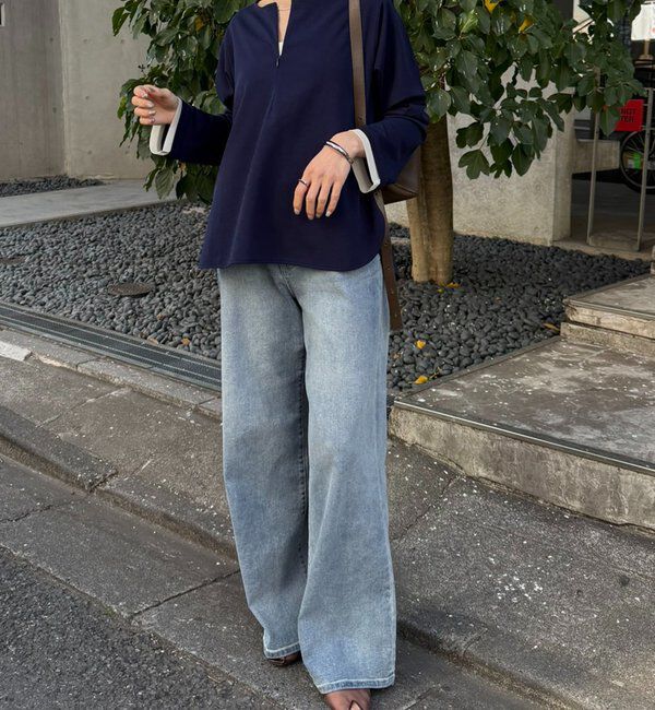  「袖シアー切替ジョーゼットロンT」|Tシャツ・カットソー|