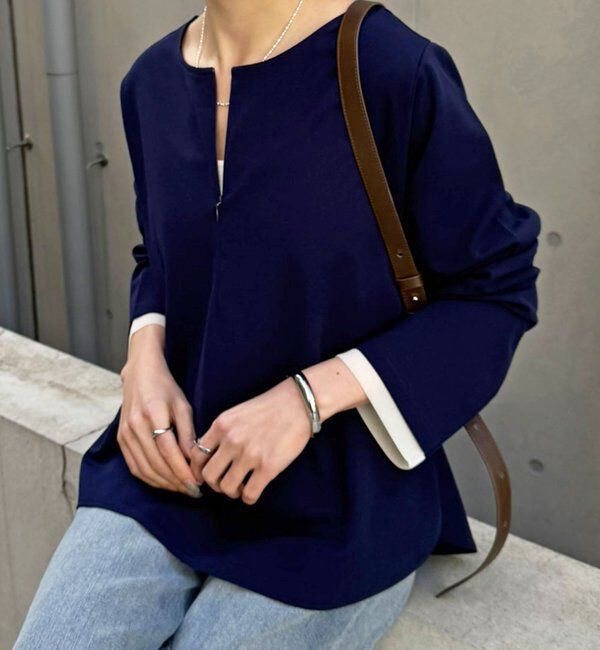  「袖シアー切替ジョーゼットロンT」|Tシャツ・カットソー|