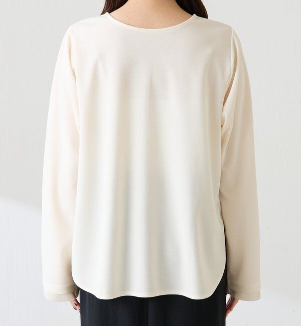  「袖シアー切替ジョーゼットロンT」|Tシャツ・カットソー|