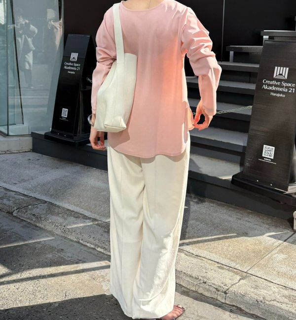  「袖シアー切替ジョーゼットロンT」|Tシャツ・カットソー|