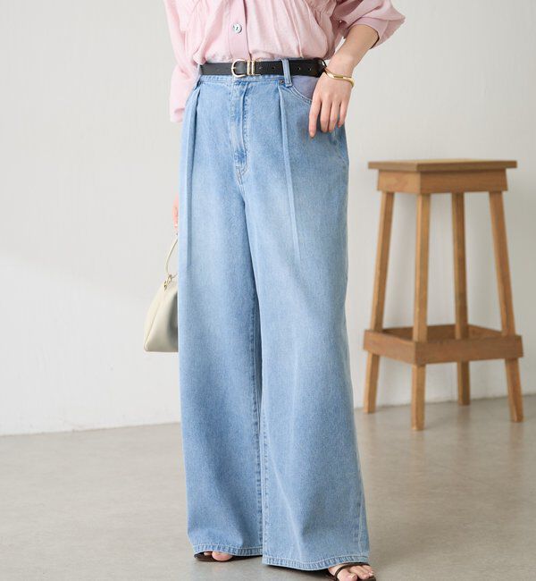  「【夏でも涼しいデニム】Q.anosライトオンスタックデニム」|デニム|