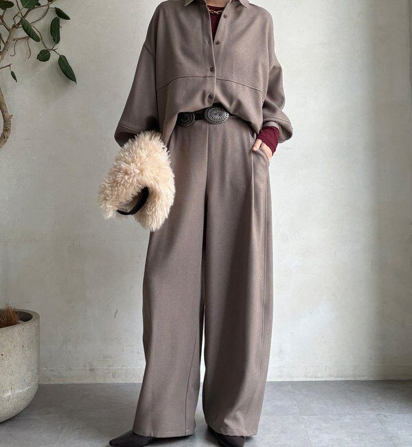  「【WEB限定】ウール調フロントタックイージーパンツ」|チノ|