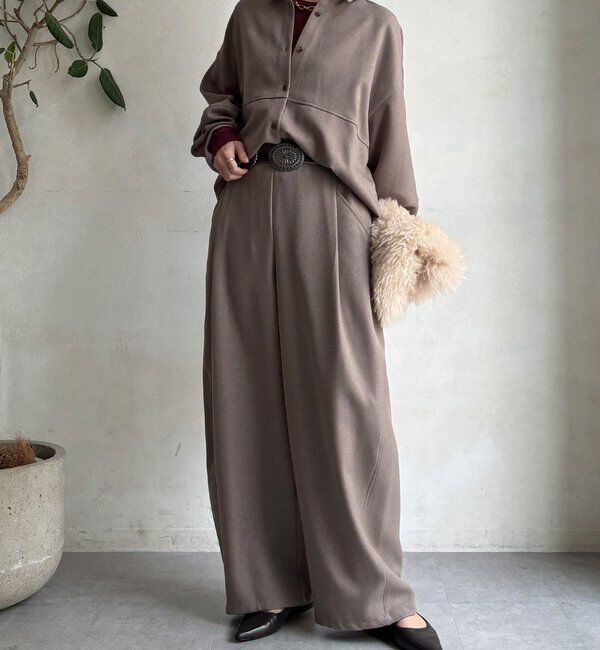  「【WEB限定】ウール調フロントタックイージーパンツ」|チノ|