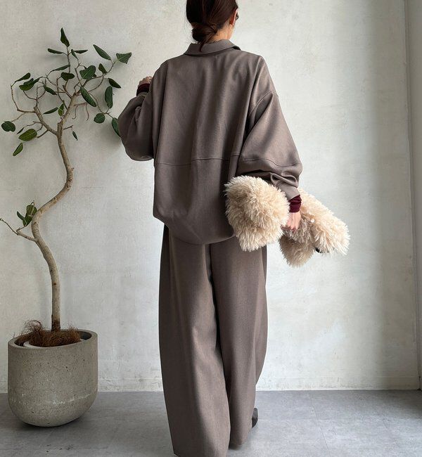  「【WEB限定】ウール調フロントタックイージーパンツ」|チノ|