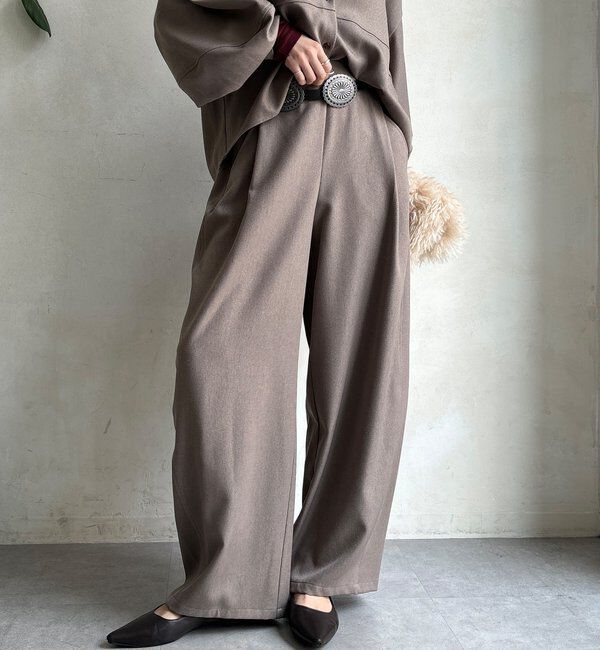  「【WEB限定】ウール調フロントタックイージーパンツ」|チノ|