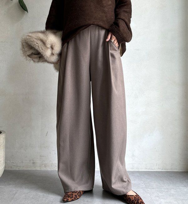  「【WEB限定】ウール調フロントタックイージーパンツ」|チノ|