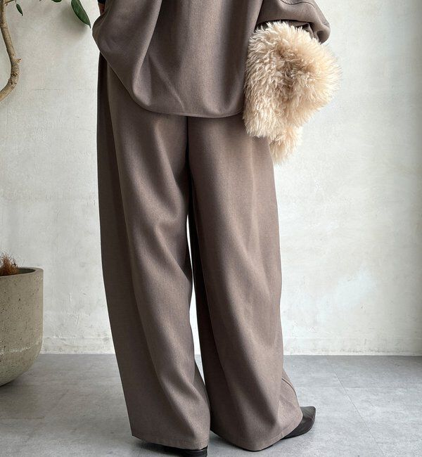  「【WEB限定】ウール調フロントタックイージーパンツ」|チノ|