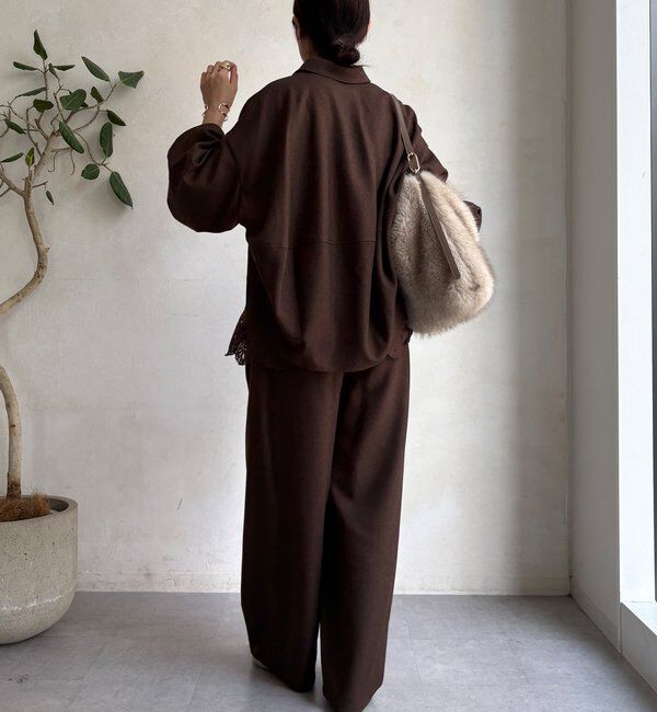  「【WEB限定】ウール調フロントタックイージーパンツ」|チノ|