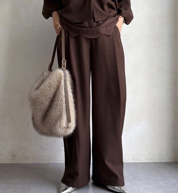  「【WEB限定】ウール調フロントタックイージーパンツ」|チノ|