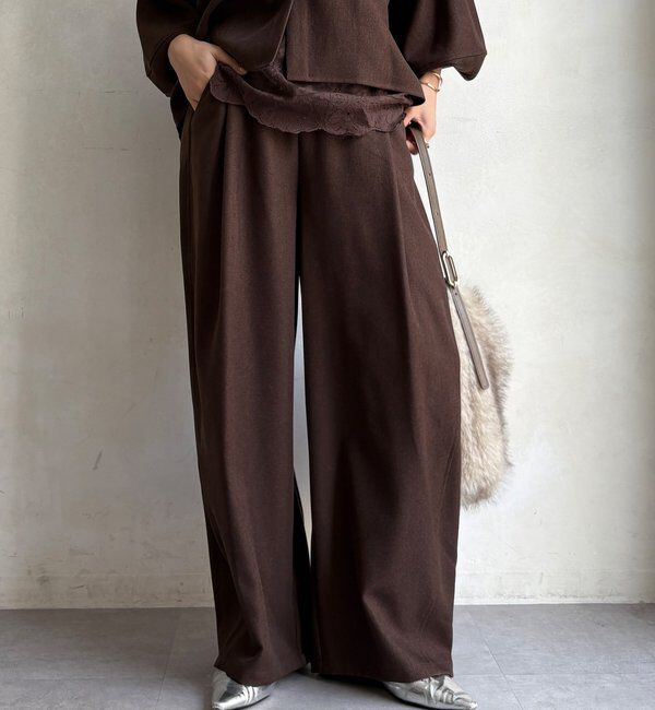  「【WEB限定】ウール調フロントタックイージーパンツ」|チノ|