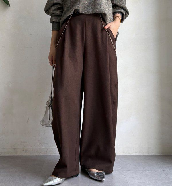  「【WEB限定】ウール調フロントタックイージーパンツ」|チノ|