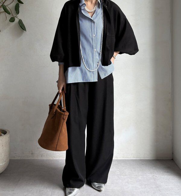  「【WEB限定】ウール調フロントタックイージーパンツ」|チノ|