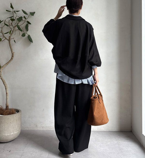  「【WEB限定】ウール調フロントタックイージーパンツ」|チノ|