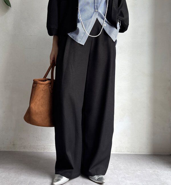  「【WEB限定】ウール調フロントタックイージーパンツ」|チノ|