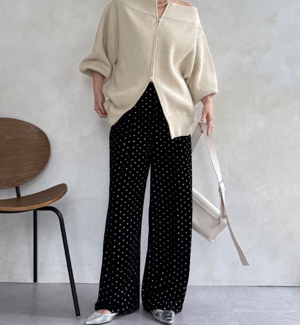  「【WEB限定】グリッタードットベロアパンツ」|チノ|