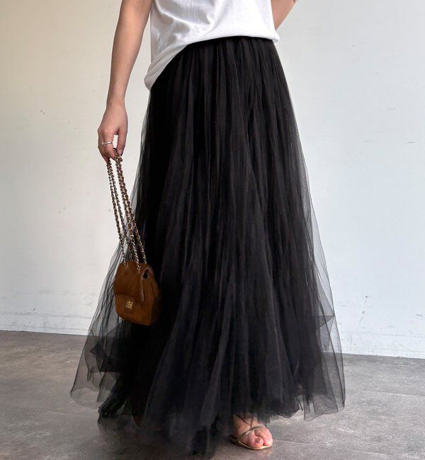  「ダブルチュールスカート」|スカート|ブラック