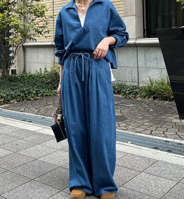  「【インフルエンサーOKOCHI企画】デニムタックイージーパンツ」|チノ|