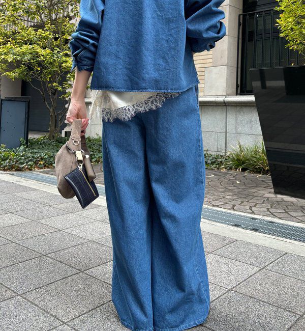  「【インフルエンサーOKOCHI企画】デニムタックイージーパンツ」|チノ|