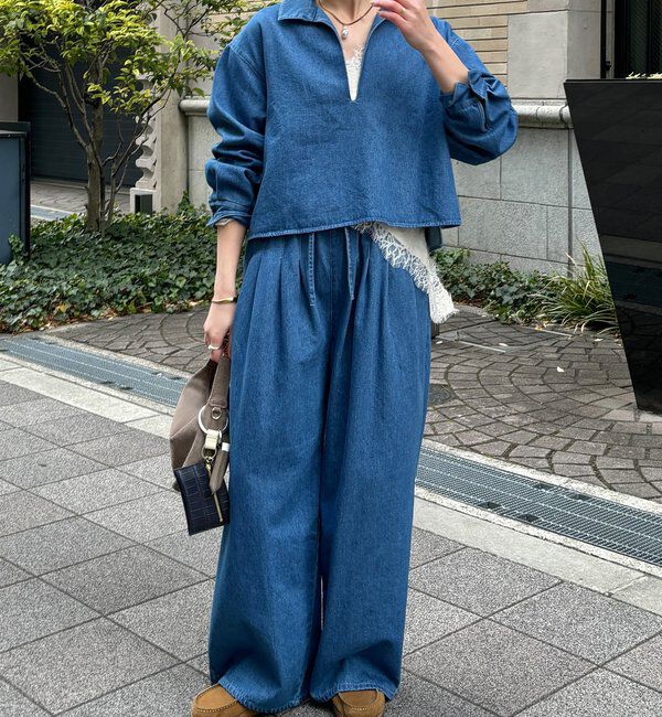  「【インフルエンサーOKOCHI企画】スキッパーデニムシャツ」|シャツ・ブラウス|