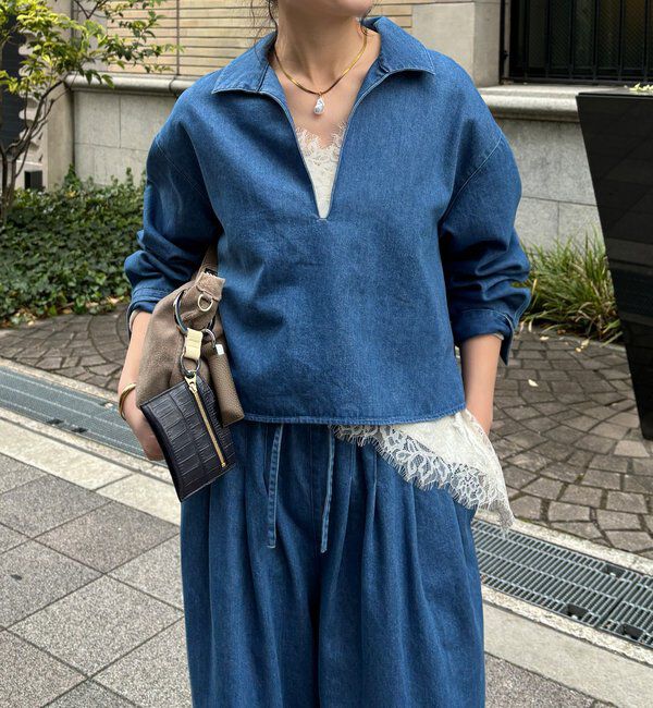  「【インフルエンサーOKOCHI企画】スキッパーデニムシャツ」|シャツ・ブラウス|