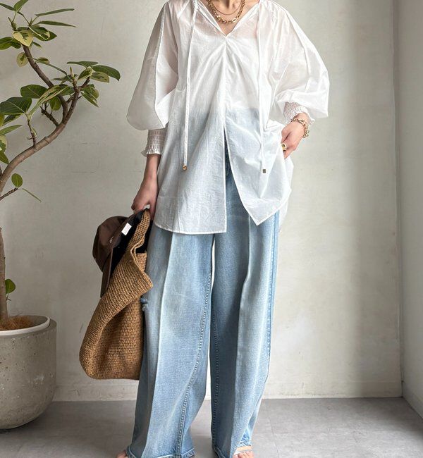  「シャーリングカフチュニックブラウス」|シャツ・ブラウス|