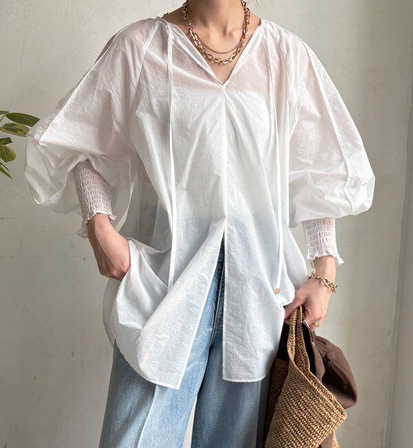  「シャーリングカフチュニックブラウス」|シャツ・ブラウス|