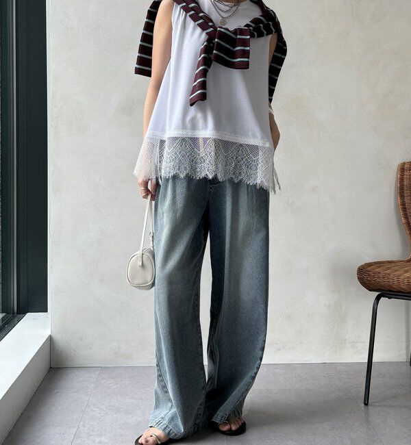  「【セットアップ可能】裾レースタンク」|Tシャツ・カットソー|