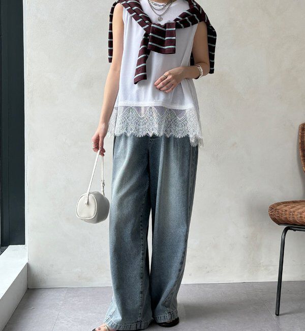  「【セットアップ可能】裾レースタンク」|Tシャツ・カットソー|