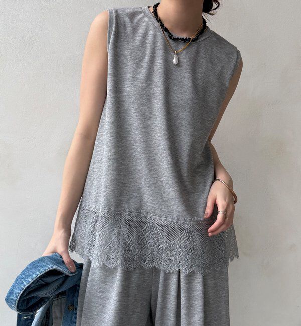  「【セットアップ可能】裾レースタンク」|Tシャツ・カットソー|