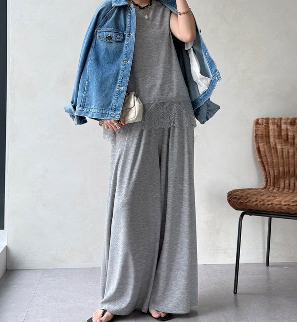  「【セットアップ可能】タックイージーワイドパンツ」|チノ|