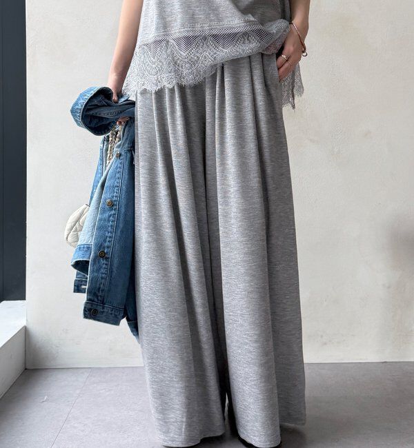  「【セットアップ可能】タックイージーワイドパンツ」|チノ|