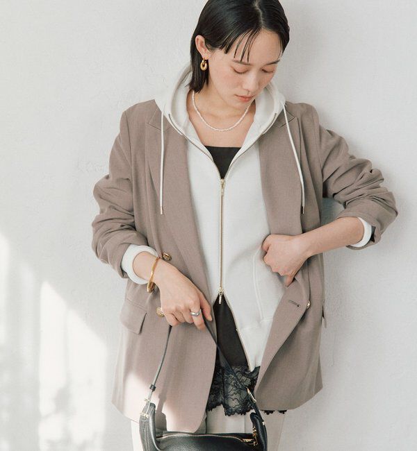  「【WEB限定/キレイめ上品】スポンジダンボールZIPパーカーカットソー」|パーカー|