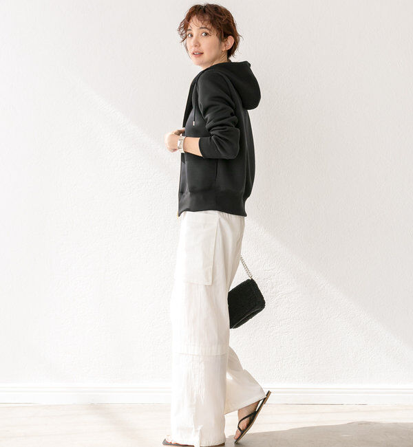  「【WEB限定/キレイめ上品】スポンジダンボールZIPパーカーカットソー」|パーカー|