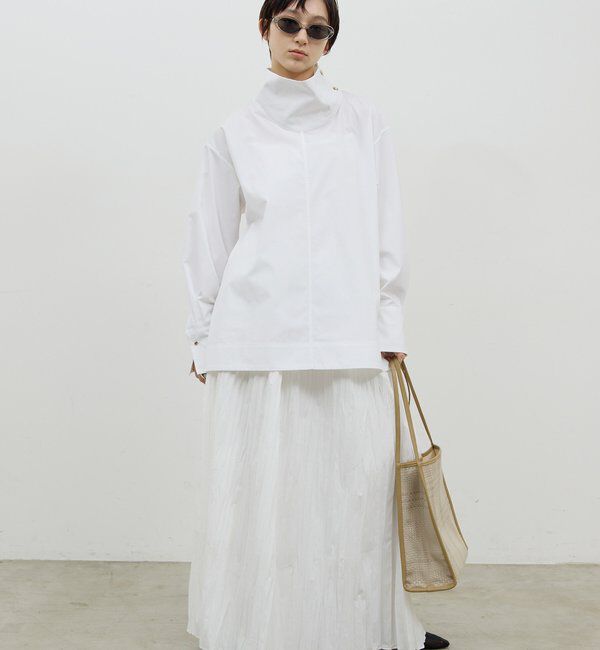  「【手洗い可】ハイネックコットンシャツ」|シャツ・ブラウス|