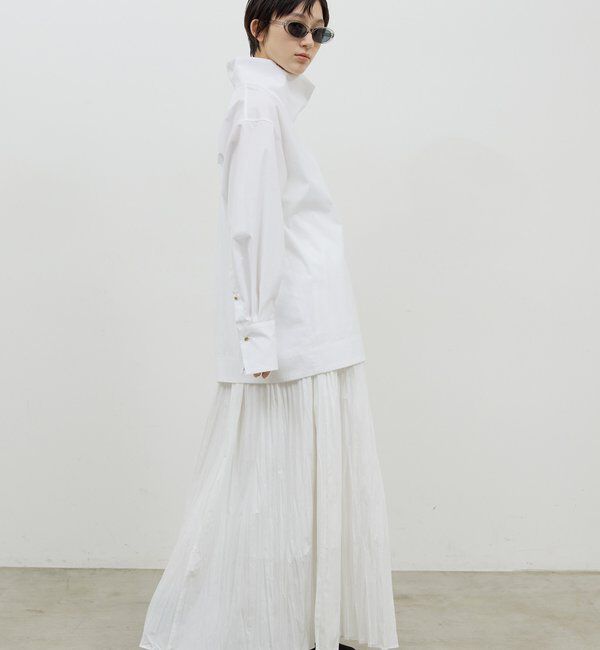  「【手洗い可】ハイネックコットンシャツ」|シャツ・ブラウス|