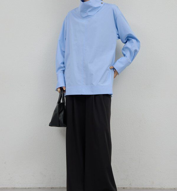  「【手洗い可】ハイネックコットンシャツ」|シャツ・ブラウス|