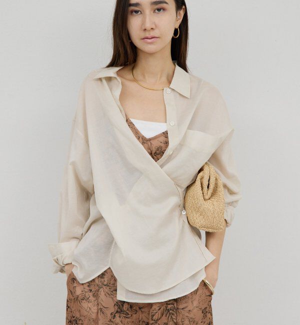  「【2WAY】カシュクールローンシャツ」|シャツ・ブラウス|ライトベージュ