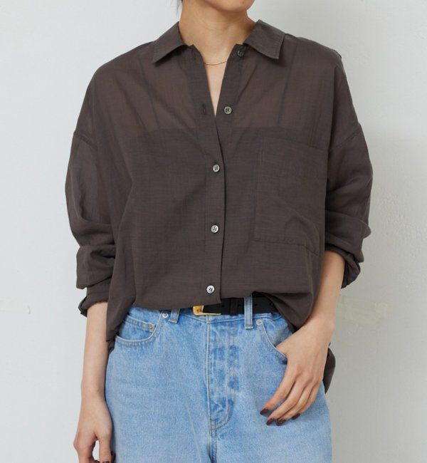  「【2WAY】カシュクールローンシャツ」|シャツ・ブラウス|チャコールグレー