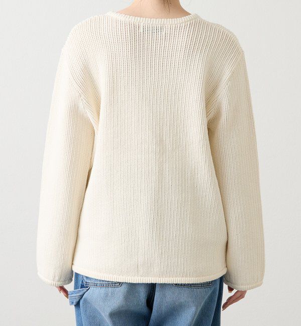  「ノーカラーニットジャケット」|カーディガン|