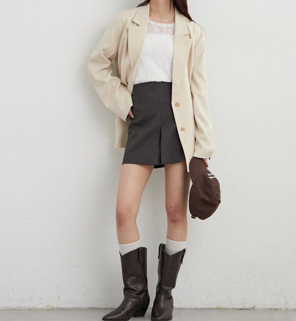  「裾ギャザーレースロングTシャツ」|Tシャツ・カットソー|