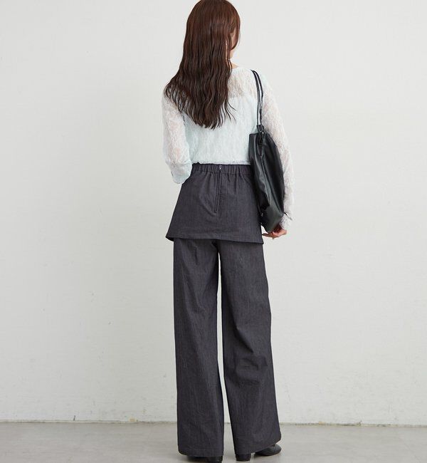  「裾ギャザーレースロングTシャツ」|Tシャツ・カットソー|