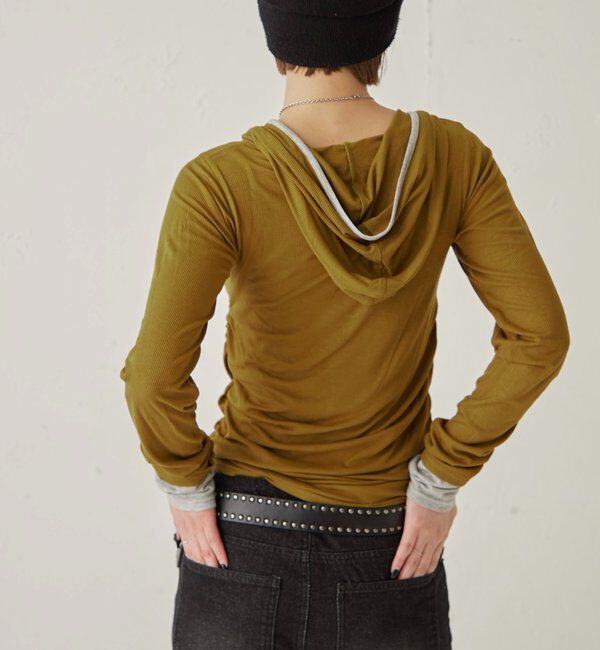  「【WEB限定】バイカラーヘンリーフーディ」|パーカー|