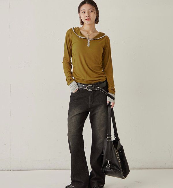  「【WEB限定】バイカラーヘンリーフーディ」|パーカー|