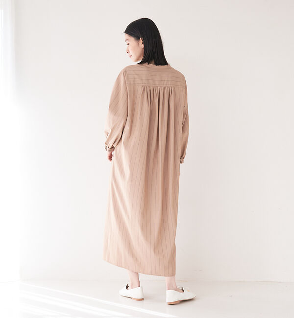 collex「＜手洗い可能＞ストライプフレアシャツワンピース」|ワンピース|