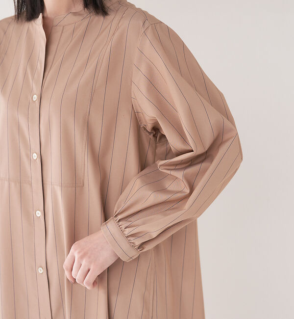 collex「＜手洗い可能＞ストライプフレアシャツワンピース」|ワンピース|