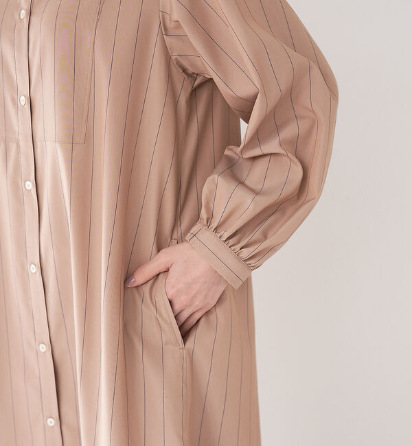 collex「＜手洗い可能＞ストライプフレアシャツワンピース」|ワンピース|