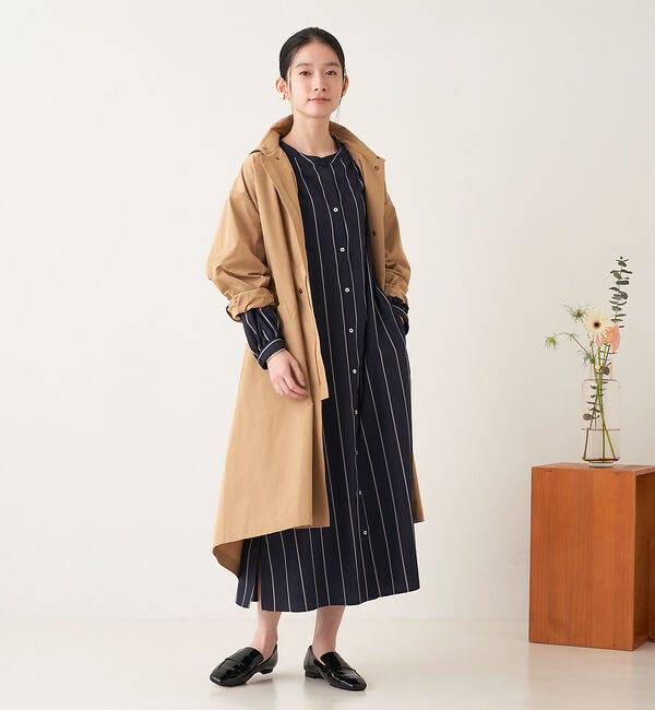 collex「＜手洗い可能＞ストライプフレアシャツワンピース」|ワンピース|